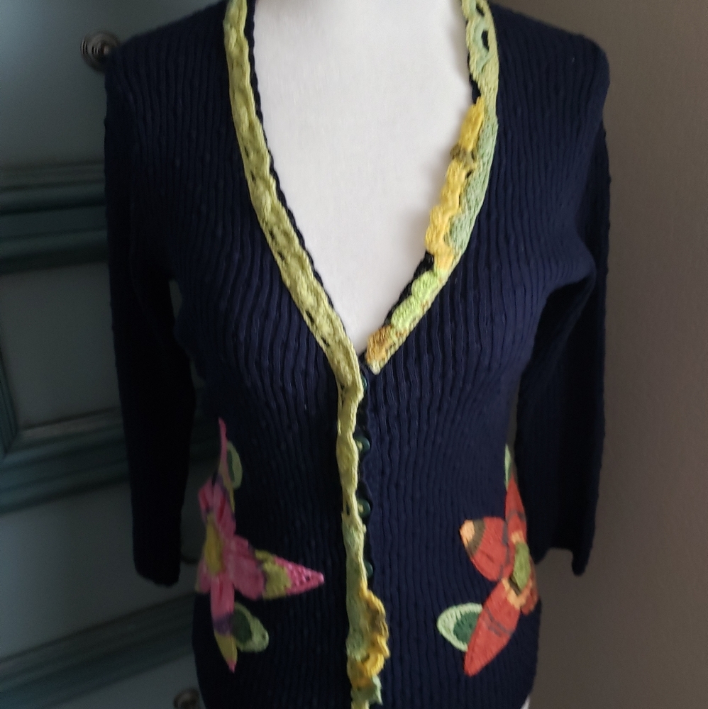 Anthropologie Embroidered Cardigan Sz. Small